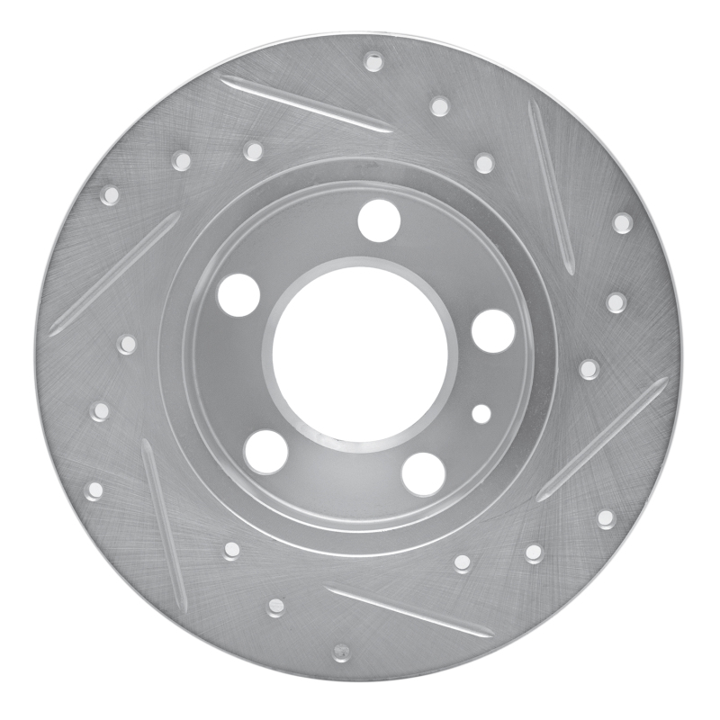 Audi A1 Brake Rotor (1) - Rear Left - R1 Concepts - Drilled & Slotted - Silver - `98-`24
